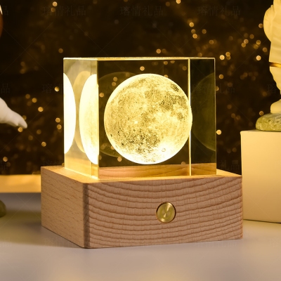 水晶3D小夜灯中秋礼品月球灯