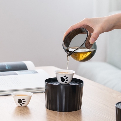 熊猫便携式旅行单人茶具套装快客杯创意一壶二杯陶瓷泡茶壶茶杯