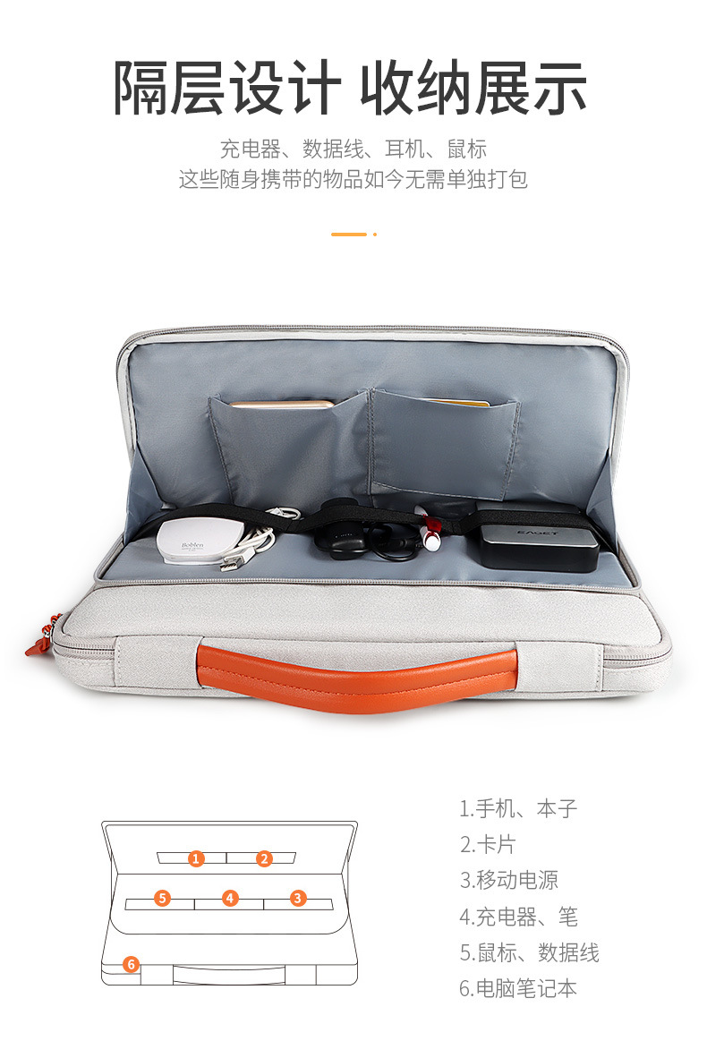 手提电脑包适用于苹果联想华为小米15.6寸气囊防震笔记本内胆包