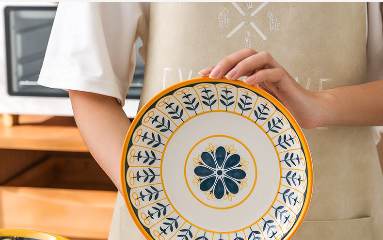 北欧ins碗 陶瓷高颜值碗盘子组合家用双耳碗陶瓷餐具 套装礼盒